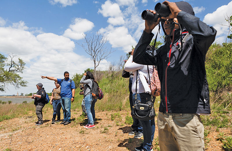 Birders with binoculars